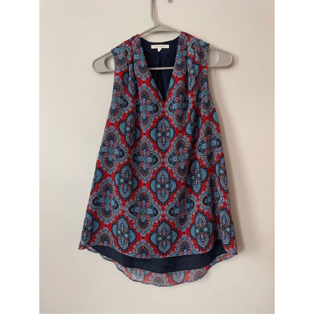 41Hawthorn Womens Small Tank Top Red and Blue Floral Print